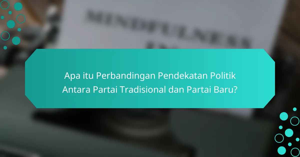 Apa itu Perbandingan Pendekatan Politik Antara Partai Tradisional dan Partai Baru?